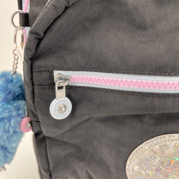 Kipling Seoul Backpack Nylon Iridescent Logo Adjustable Straps Laptop Sleeve - Picture 3 of 15